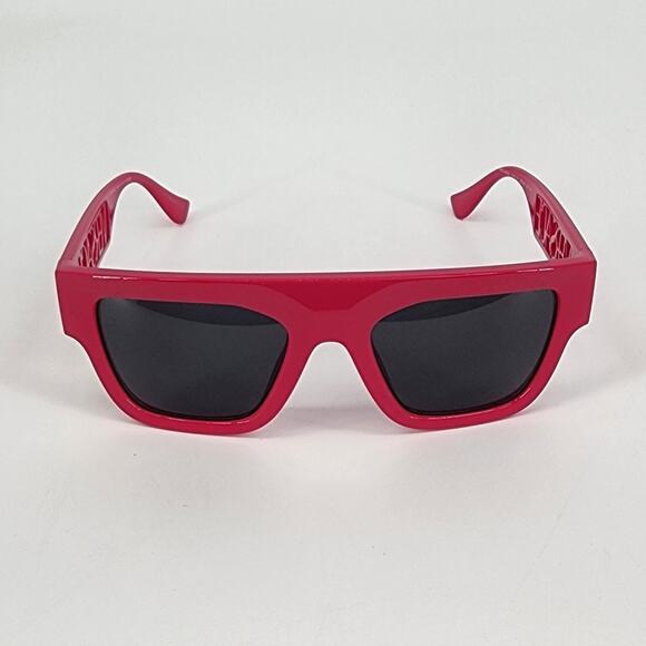 Versace Bright Pink Cutout Logo Square Sunglasses Unisex New in Box - Picture 11 of 14